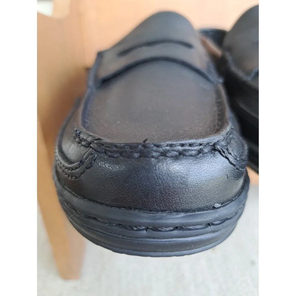 LANDS'END Men's Black Leather Classic Penny Loafers Slip-On Comfort Shoes 9D New